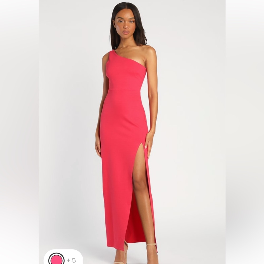 Lulus Good Times Only Hot Pink One-Shoulder Maxi Dress